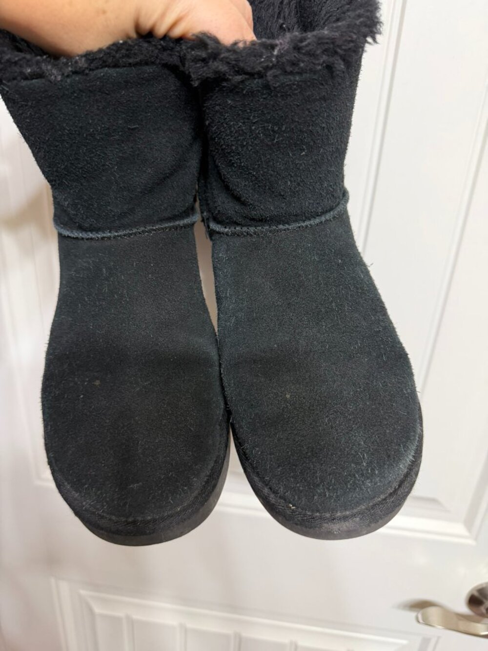 UGG Mini Bailey Bow Leopard Black Suede Boots Women's Size 9 w/ Box - Picture 7 of 12